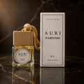 AURI No.3 alcohol-free car diffuser with white gift box on dark marble, inspired by Dolce & Gabbana Light Blue